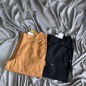 Pantalon en toile de canard personnalisé avec rivets métalliques, entraînement, 100% coton, cargo, double genouillère, travail, jeans baggy pour hommes, multi-poches, denim - Product Image 6