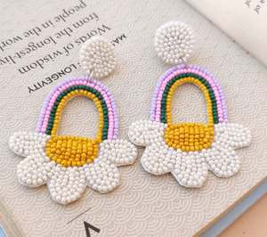 Floral Dulhan Haldi Mehendi <b>Handmade</b> Beaded <b>Earrings</b> <b>Earrings</b> Women Festive Party Jewelry At Best Price Beaded <b>Earrings</b> - Product Image 5