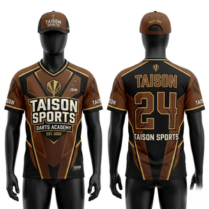 เสื้อดาร์ทพรีเมียม 180 GSM ผ้าโพลีเอสเตอร์ ระบายอากาศได้ดี สีกรมท่า-เทา ดีไซน์ลายแผง พิมพ์ลายแบบ Sublimation  พร้อมสกรีนชื่อ เบอร์ และโลโก้ตามสั่ง - Product Image 2