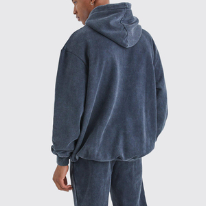 Sudaderas con capucha de lavado ácido de invierno para hombre 100% algodón polar ecológico a prueba de viento ligero al por mayor - Product Image 3