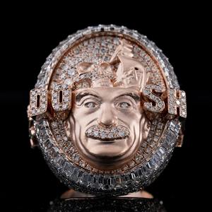 Custom Vvs Moissanite Hip Hop <b>Rings</b> Iced Out Hip Hop Style Baguette Cut Diamond 925 <b>Silver</b> Letter Name <b>Ring</b> <b>Men</b> Women - Product Image 2