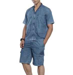 ชุดเซ็ตเสื้อยืดและกางเกงขาสั้นสไตล์สตรีทแวร์ลำลอง ยีนส์ฟอกสี แต่งลายปัก พร้อมปักโลโก้ตามสั่ง แฟชั่นใหม่ สำหรับผู้ชาย - Product Image 5