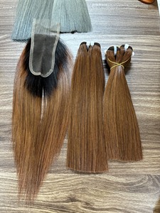 Extensiones de pelo crudo vietnamita liso sedoso al por mayor mechones de pelo humano liso con cierre de encaje - Product Image 3
