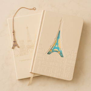 LABON <span class=keywords><strong>Paris</strong></span> Tour Eiffel Journal en relief personnalisé PU Couverture rigide Découpe Fenêtre Design Carnet de voyage Vente en gros d'usine - Product Image 5