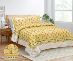 ผ้าปูที่นอนพิมพ์ลายดอกไม้ผ้าฝ้าย 100% สีฟ้าและสีขาวพร้อมปลอกหมอนเข้าชุด เหมาะสําหรับขายต่อ - Product Image 4