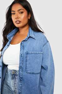 Chaqueta vaquera vintage azul claro para mujer, estilo camionero, con botones y adornos de lentejuelas, abrigo de primavera tipo shacket para conjuntos. - Product Image 6