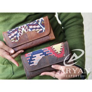 Billeteras de cuero de grano completo, carteras de cuero Jacquard - Product Image 1