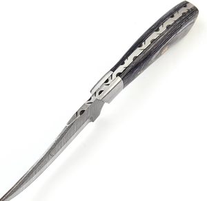 سكين دمشقي مصنوع يدويًا بالكامل من الفولاذ الدمشقي G10 غمد جلد احترافي خارجي OEM انخفاض الشحن - Product Image 3
