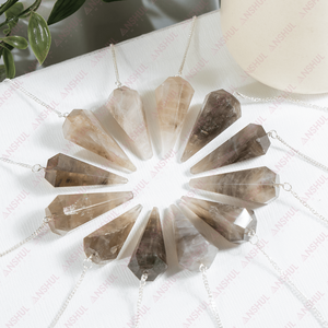 Péndulos de Cuarzo Ahumado Facetado de la Mejor Calidad al por Mayor, Forma Cónica Pulida, Tallado Ecológico, Piedra Preciosa de Feng Shui para Radiestesia - Product Image 1