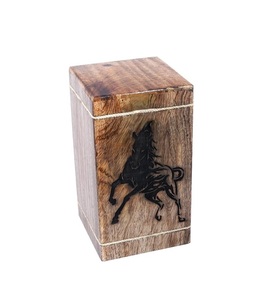 Hardwood Cremation <b>Urns</b> for Human Ashes Adult <b>Large</b> - Wooden Burial <b>Urn</b> for Columbarium - (Uplift Horse 250 Cubic Inches - MW) - Product Image 3
