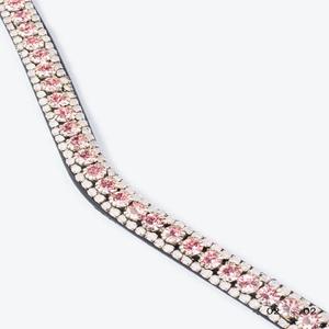 Luxe 3 rangées rose clair et cristaux clairs strass bling chaîne forme de vague noir premium cuir cheval front bande en plein cob - Product Image 3