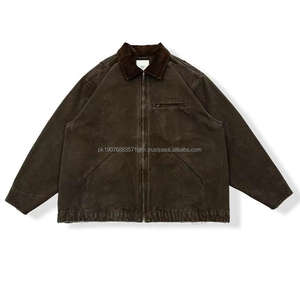 Veste de travail personnalisée en toile de canard robuste effet vieilli, doublée, style ouvrier vintage Detroit, veste de charpentier épaisse pour travaux lourds - Product Image 1