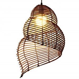 Hot Sale Handmade Bamboo Pendant Light with Natural Rattan <b>Lampshade</b> LED Farmhouse Style for Cafe & Tea House - Product Image 1