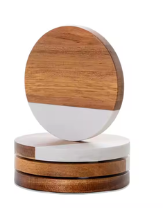 Dessous de verre combinés en bois et pierre Ensemble de sous-verres en bois et en marbre à la mode Sous-verres décoratifs pour la maison Sous-verres de table design à haute vente - Product Image 2