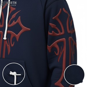 Survêtement d'hiver en coton de haute qualité pour hommes surdimensionné à capuche survêtement imprimé en détresse décontracté basique grande taille Design classique - Product Image 6