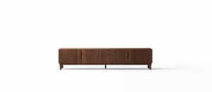 Mueble para TV Modena con Cuatro Puertas de Almacenamiento en Madera Maciza de Acacia con Acabado en Nogal y Diseño Ranurado - Product Image 2