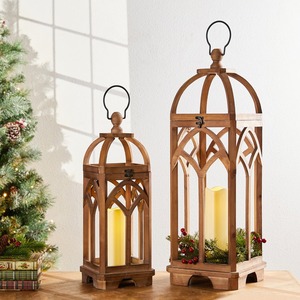 Linternas de Madera Decorativas Ecológicas al por Mayor con Asa para Decoración de Bodas, Fiestas de Cumpleaños y Navidad - Product Image 1