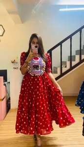 Último diseñador rojo mujer tradicional Salwar Kameez bordado fino indio paquistaní vestido de fiesta tamaño adulto - Product Image 4