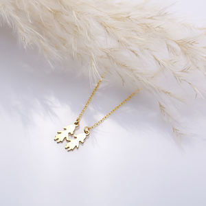 Mignon minuscule deux fille charme plaine collier en argent bijoux en gros turc 925 bijoux en argent Sterling - Product Image 4