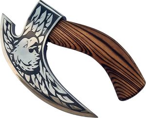 Hot Selling High Quality Hand Forged High Carbon Steel Etched Pizza Axe Pizza Slicer Viking Pizza Cutter With Leather Sheath - Product Image 6