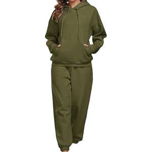 Conjunto de ropa deportiva personalizada de 2 piezas para mujer, Tops de cuello alto con media cremallera de último estilo con Pantalones rectos sueltos elásticos, venta al por mayor - Product Image 1