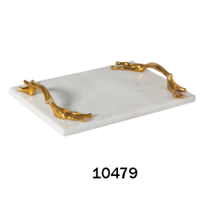 Fournitures directes d'usine décor d'hôtel plateau de service en marbre avec poignée Twinge Design rare plateau de serveur en marbre plateau en marbre personnalisé - Product Image 1