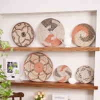 Décorations de panier tissé rond faites à la main de haute qualité pour la maison du Vietnam plaque de décor en jonc de mer pour la décoration de salon