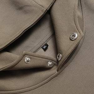 Sweat à capuche kaki pour hommes de haute qualité sweat à manches longues pull veste décontracté sport Streetwear chemise avec bouton pression - Product Image 4