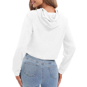 Alta calidad cómodo y transpirable personalizado Crop Top Sudadera con capucha mujeres antiarrugas gota hombro sudaderas con capucha para mujer - Product Image 2
