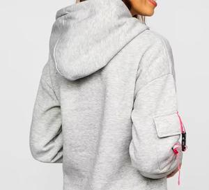 Sudadera con capucha y pantalones deportivos de punto para mujer, cuello alto, logo frontal, manga larga, informal, para fitness, invierno - Product Image 2