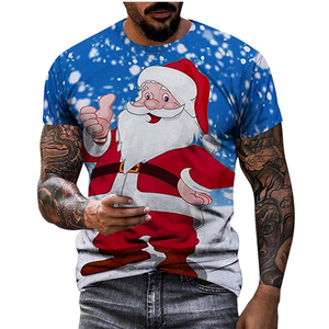 OEM ODM Street Style <b>Christmas</b> T-<b>shirt</b> Men Short Sleeve V Neck Regular Fit Breathable 220g Printed Pattern 100% Cotton Knitted - Product Image 4