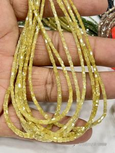 AAA ลูกปัดท่อเพชรสีเหลืองธรรมชาติขนาดเส้นใยยาว17นิ้วยาว3-4มม. - Product Image 2