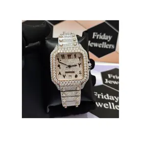 Accessories & Latest Design Watch Hip Hop VVS Moissanite Diamond Square Shape Watch for Boys Special Occasion Wear Best Watches