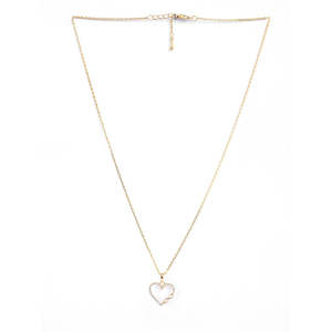 สร้อยคอจี้รูปหัวใจชุบโรเดียมแพลตตินัม ประดับด้วยเพทายและสีโรสโกลด์ - Product Image 4