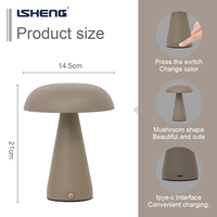 Lampe de table LED en forme de champignon rechargeable, 3 températures de couleur, intensité réglable, 1200 mAh, type C, lampe de chevet moderne et minimaliste pour chambre à coucher et bureau