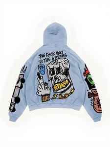 Conjunto de Sudadera Personalizada de Peso Pesado, Sudadera con Capucha de Tela Elaborada, Sudadera con Capucha Estampada de Estilo Urbano - Product Image 3