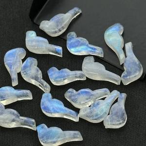 Dijes de Piedras Preciosas Sueltas Talladas a Mano con Forma de Pájaro de Piedra Lunar Arcoíris para Joyería, 15x7 17x7 MM - Product Image 1