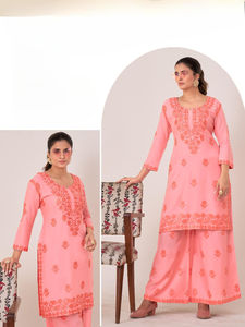 Tela: 14 kg de rayón con trabajo, trabajo superior, trabajo Plazzo, largo del top 40, largo del Plazzo 38 - Product Image 5