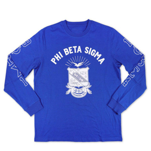 Chemise Phi Beta Sigma de haute qualité en coton 100% bleu à manches longues avec logo d'équipe imprimé sur la manche avant, vêtements de fraternité imprimés - Product Image 2