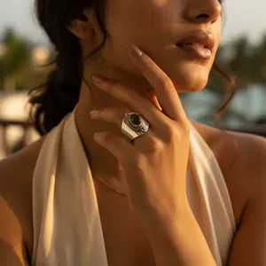 "<b>Turquoise</b>/Rhodium Plated/Rhodium Plated Sterling Silver <b>Ring</b> (Bezel Setting/Setting) for Women/Wedding" - Product Image 2