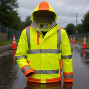 Elysee <b>High</b>-<b>Visibility</b> Size M Yellow/Orange <b>Softshell</b> <b>Jacket</b> Raincoat in Attractive Color - Product Image 3