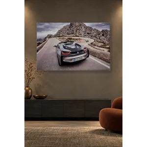 Impresión en lienzo de Fida Silver BMW i8 Roadster en una curva de montaña - Product Image 2