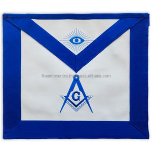 Tablier de pavillon bleu de qualité supérieure fabriqué à la main insignes maçonniques avec broderie élégante, durabilité et finition classique. - Product Image 1
