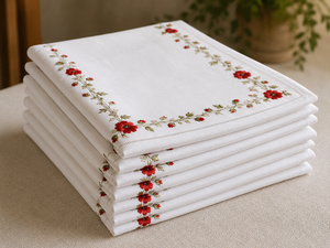 Hand Embroidered Sunflower Cotton <b>Tablecloth</b> Set Classic Floral Design Eco-Friendly Washable Customizable Home Use White - Product Image 5
