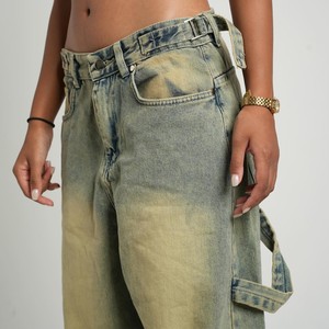 Autumn Winter Summer 100% Premium Quality Straight Style <b>Denim</b> Pant Breathable Embroidered Solid High Street Streetwear - Product Image 3