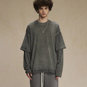 T-shirts à manches doubles pour hommes professionnels à la mode à deux couches Options personnalisées de qualité supérieure avec un design vierge - Product Image 4