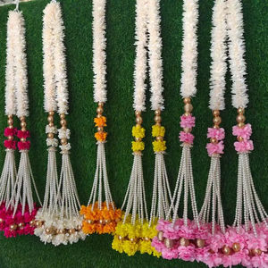 Guirnaldas de flores de jazmín de 4 pies con ramilletes de perlas para bodas, templos, escenarios, arreglos de mandap, decoración para fiestas de Nikah y Pascua - Product Image 1