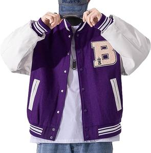 2025 personnalisé hommes veste de sports d'hiver de haute qualité laine université Patchwork collégial Baseball Streetwear avec col montant - Product Image 1