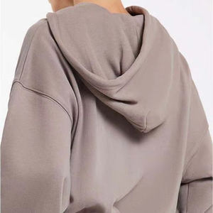 Sudaderas de mujer personalizadas, sudaderas con capucha de gran tamaño con hombros caídos, sudadera con cremallera completa recortada de felpa francesa para mujer - Product Image 2