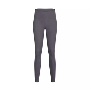 Venta al por mayor mujeres deportes Yoga cintura alta sin Nylon Spandex Leggings culo ascensor gimnasio ropa deportiva bloqueado acanalado tejidos jogging - Product Image 3
